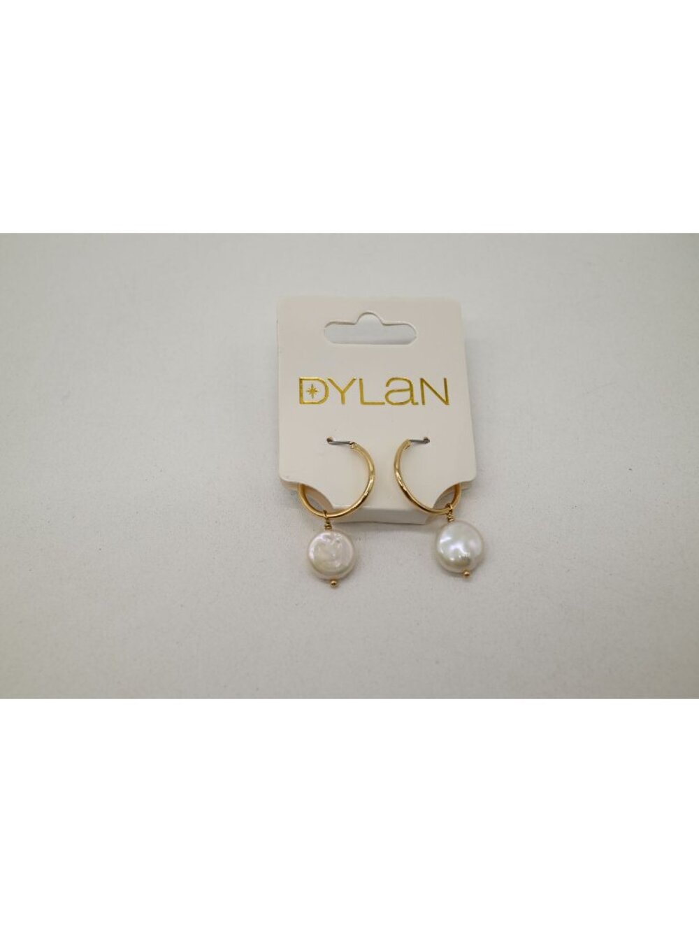 NWT Dylan Jewelry Gold Tone Pearl Small Hoop Earrings Drop Dangle Dainty Classic